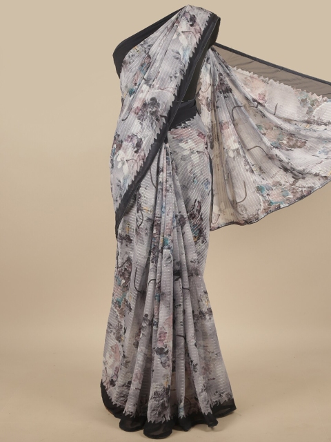 

Pothys Grey & Black Sequinned Poly Chiffon Saree