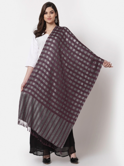 

KLOTTHE Women Red & Grey Checked Stole