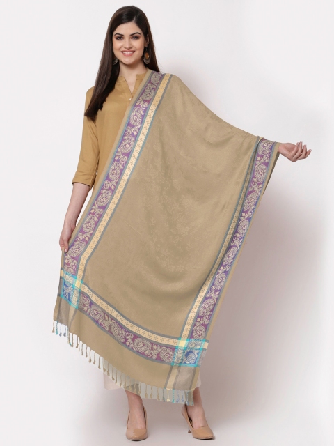 

KLOTTHE Women Beige & Purple Woven Design Woolen Stole