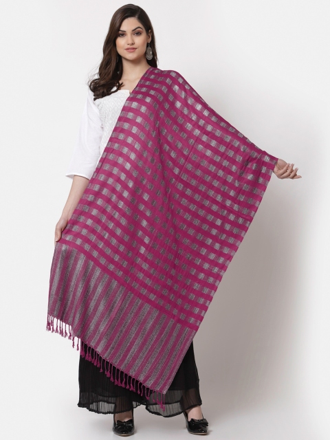 

KLOTTHE Women Pink Checked Wool Stole