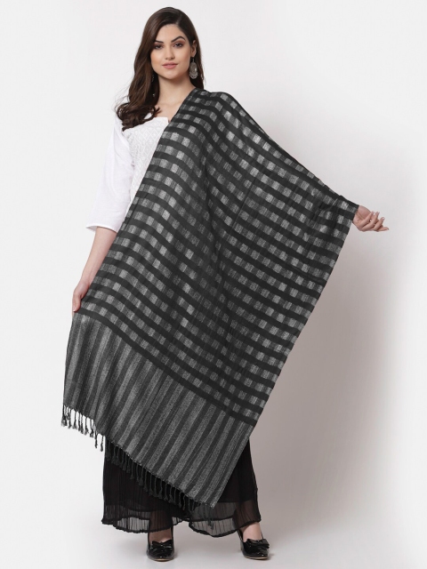 

KLOTTHE Women Black & Grey Checked Stole