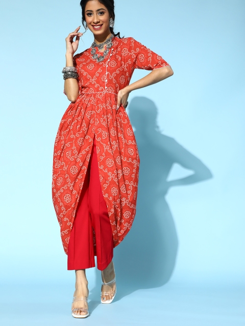 

Luni Gorgeous Red Cotton Indie Print Kurta