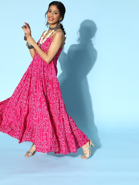 

Luni Pink Ethnic Motifs Indie Print Dress