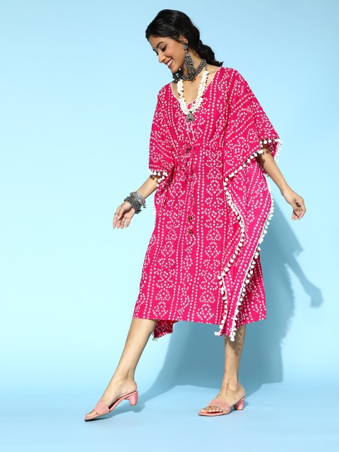 

Luni Pretty Pink Ethnic Motifs Kaftan Dress