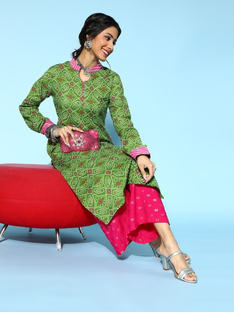 

Luni Pink Silk Indie Print Kurta