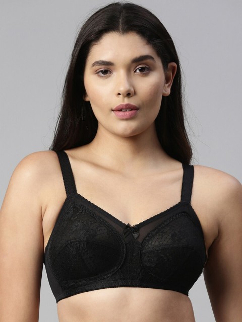 

Enamor Black Floral Lace Super Support T-Shirt Bra