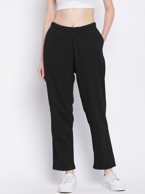 

FRENCH FLEXIOUS Women Black Solid Relaxed-Fit Track Pants