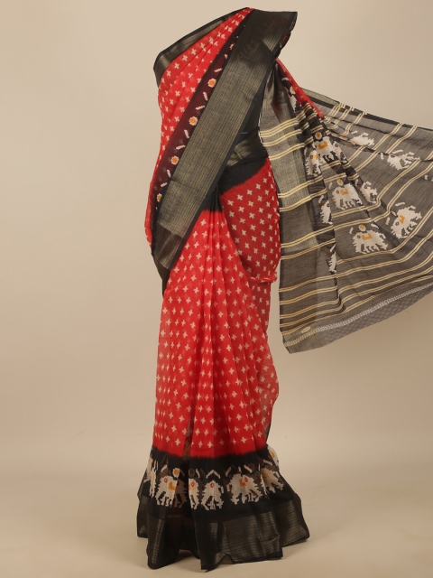 

Pothys Red & Black Geometric Printed Cotton Blend Saree