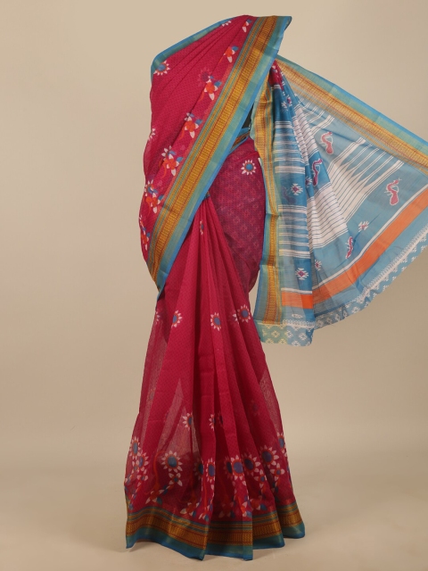 

Pothys Pink & Blue Floral Saree