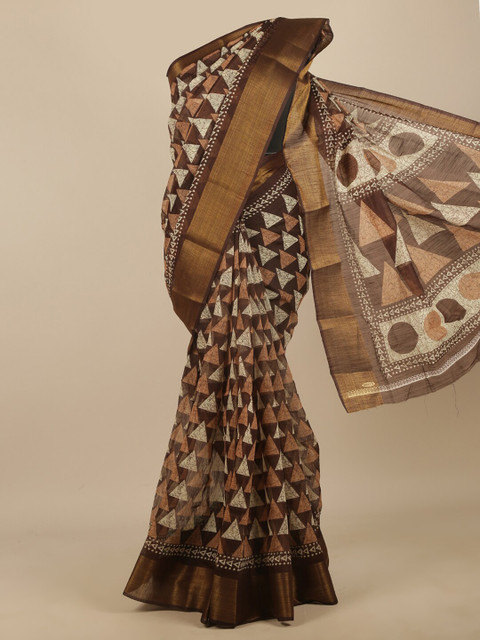 

Pothys Brown & Off White Zari Saree