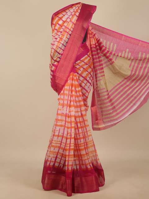 

Pothys Pink & Orange Printed Zari Saree