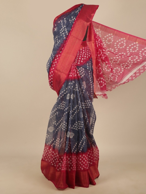 

Pothys Grey & Red Bandhani Zari Saree