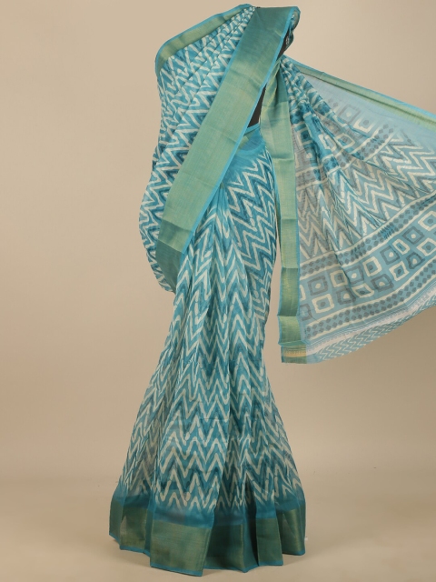 

Pothys Blue & Off White Zari Saree