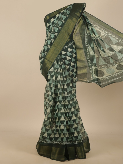 

Pothys Green & Cream-Coloured Printed Zari Saree