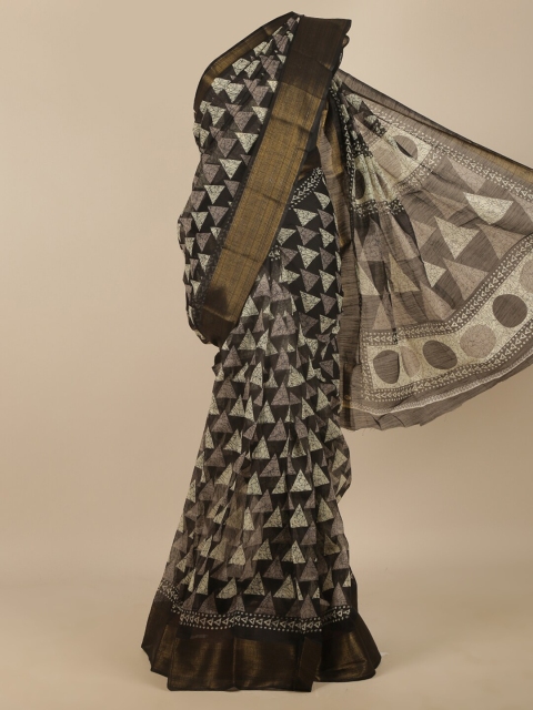 

Pothys Black & Off White Zari Saree
