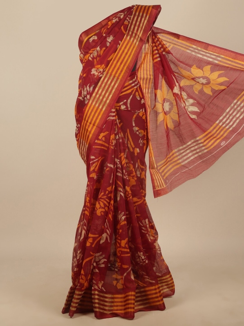 

Pothys Red Floral Printed Cotton Blend Saree