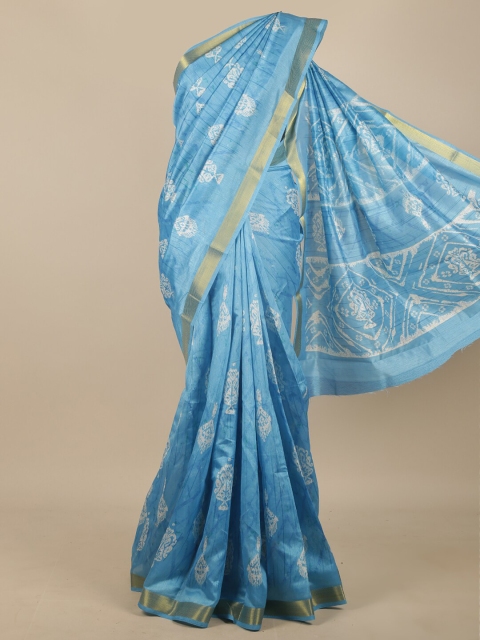 

Pothys Blue & White Ethnic Motifs Jute Silk Saree