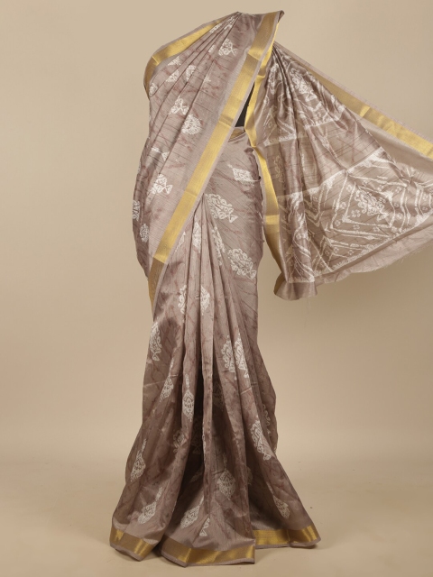 

Pothys Grey Ethnic Motifs Printed Jute Silk Saree