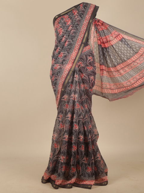 

Pothys Grey & Red Ethnic Motifs Saree