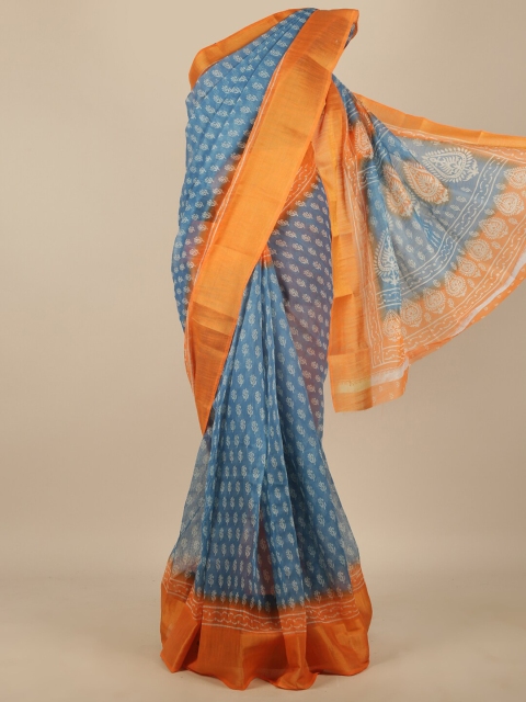 

Pothys Blue & Orange Ethnic Motifs Saree