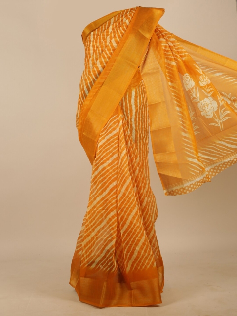 

Pothys Mustard & Off White Striped Saree