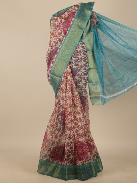 

Pothys Off White & Red Printed Cotton Blend Saree