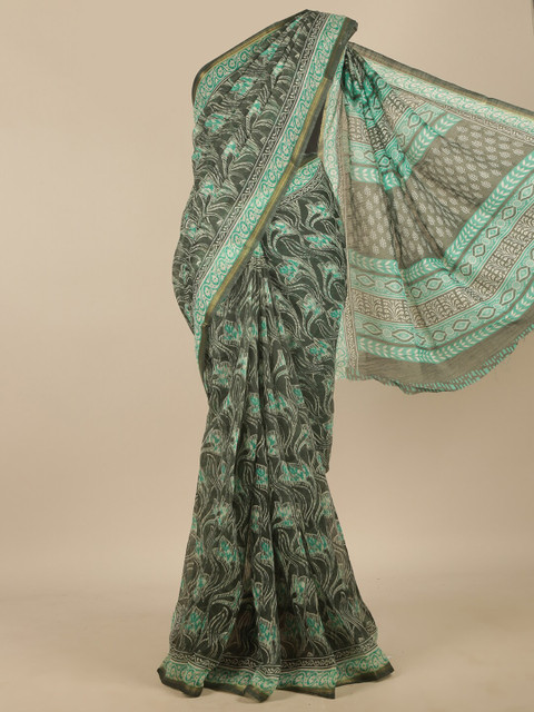 

Pothys Green & White Floral Saree