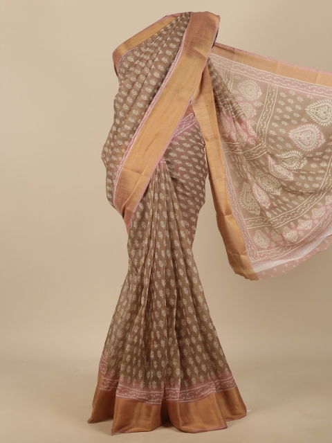 

Pothys Mauve Ethnic Motifs Printed Cotton Blend Saree