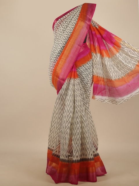 

Pothys Cream-Coloured & Black Ethnic Motifs Zari Saree