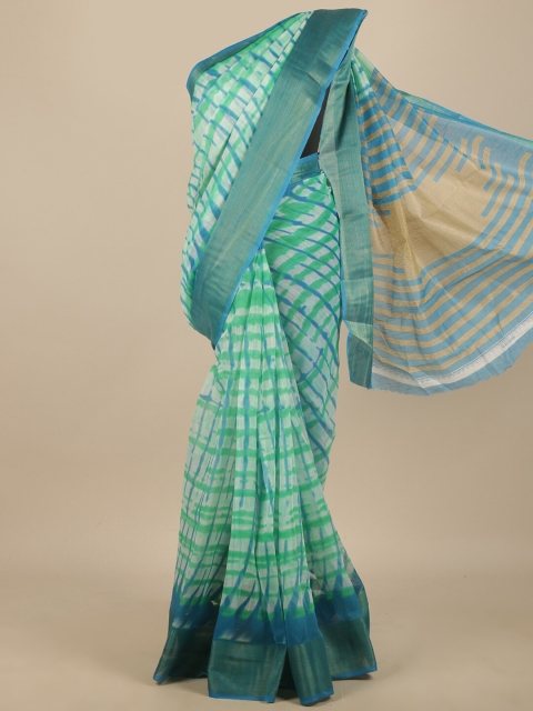 

Pothys Green & Blue Printed Zari Saree