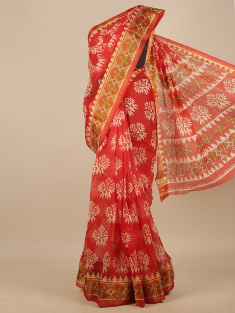 

Pothys Red & White Ethnic Motifs Printed Saree