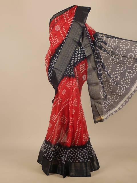 

Pothys Red & White Bandhani Zari Saree