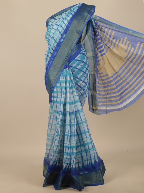 

Pothys Blue & White Geometric Printed Cotton Blend Saree
