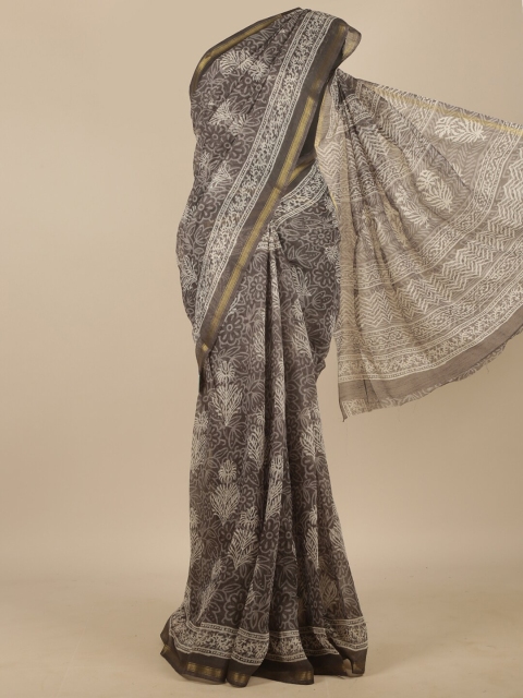

Pothys Grey Printed Cotton Blend Saree