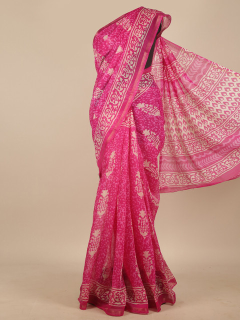 

Pothys Pink & White Batik Saree