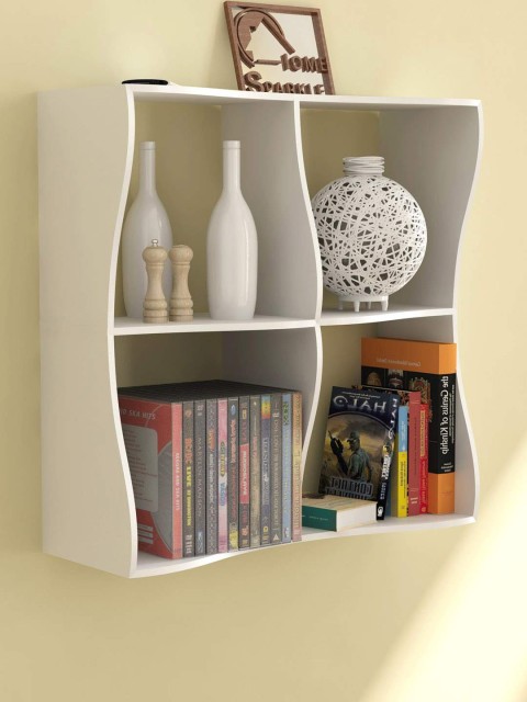 

Home Sparkle White Wave Wall Shelf, Black
