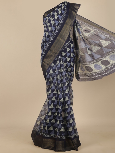 

Pothys Blue & White Zari Saree