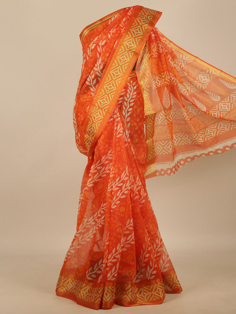 

Pothys Orange & White Zari Saree