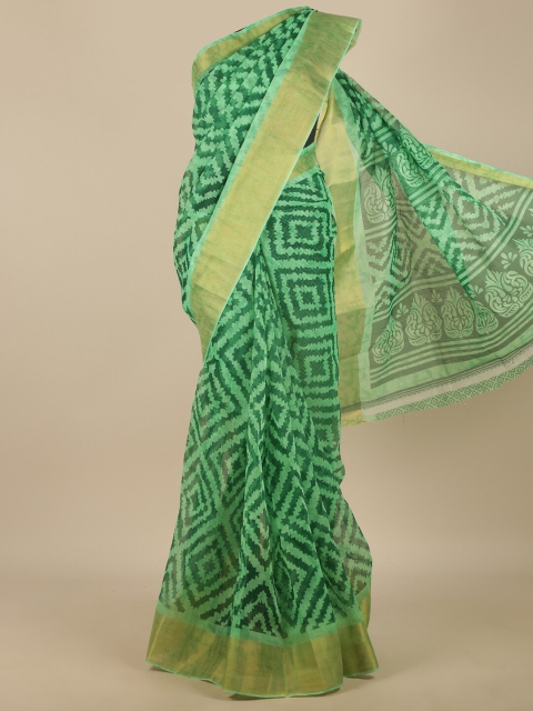 

Pothys Green & Gold-Toned Printed Saree