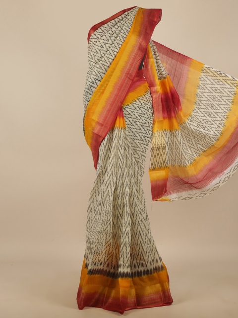

Pothys Cream-Coloured & Black Zari Printed Saree