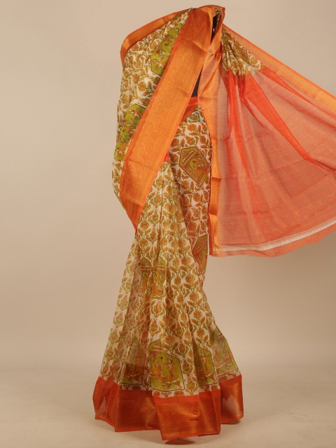

Pothys Orange & Green Ethnic Motifs Saree