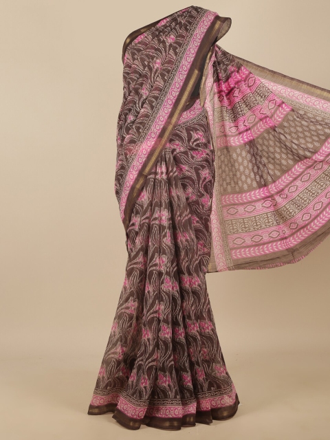 

Pothys Purple & Pink Floral Zari Saree