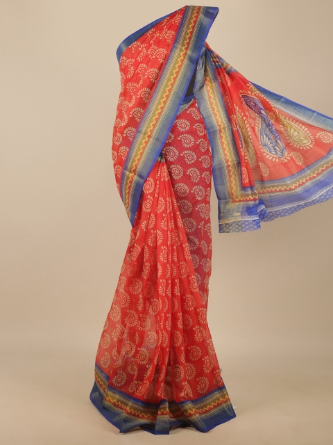 

Pothys Red & Blue Paisley Saree