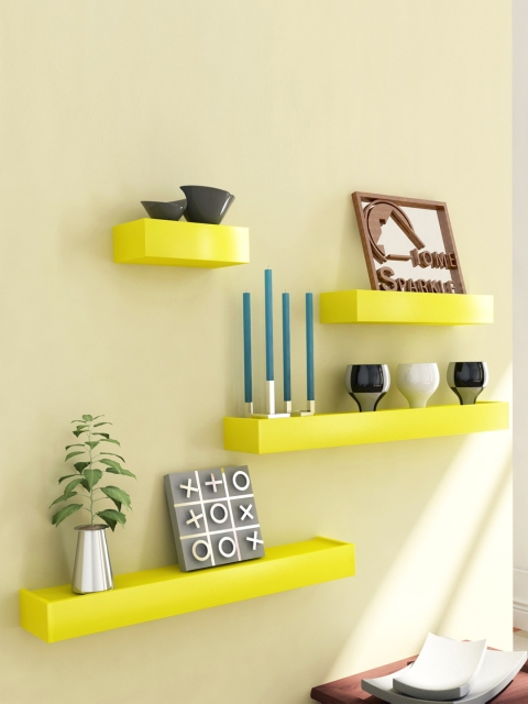 

Home Sparkle Set of 4 Yellow Wall Shelves