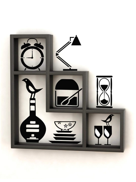 

Home Sparkle Black Wall Rack with Wall Stickers