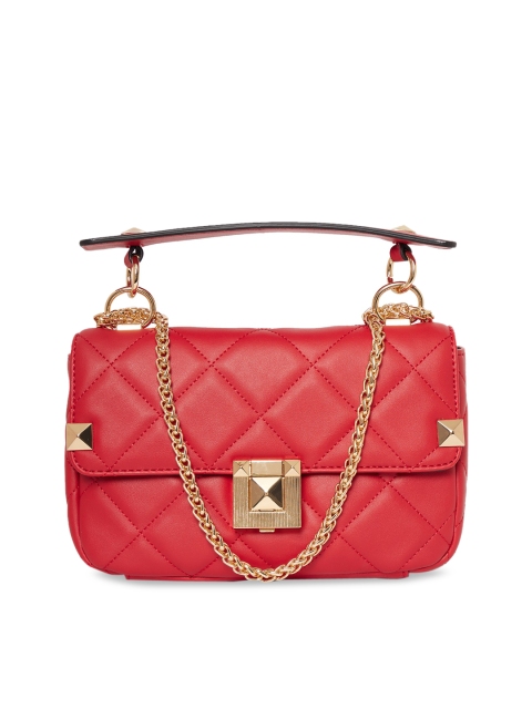 

ALDO Red Textured PU Structured Satchel with Quilted