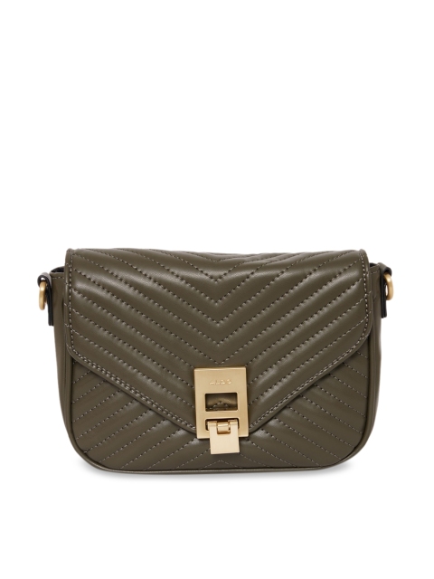 

ALDO Green Textured PU Structured Sling Bag with Quilted