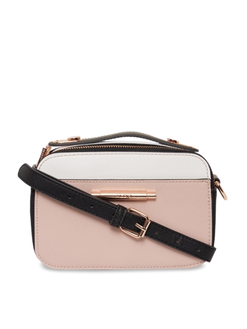 

ALDO Pink Colourblocked PU Structured Handheld Bag