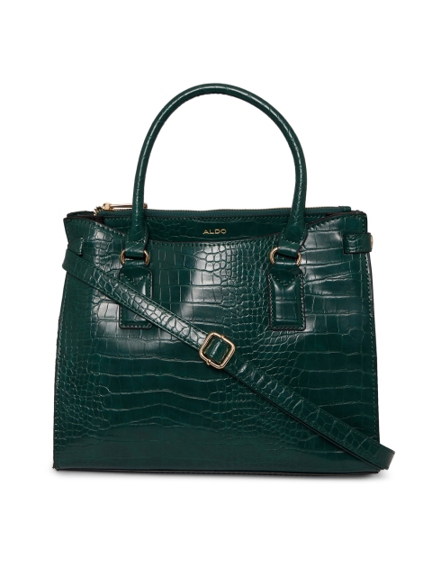 

ALDO Green Textured PU Structured Handheld Bag