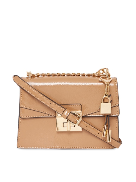 

ALDO Beige PU Structured Sling Bag with Tasselled